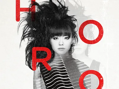 Horomi black and white double exposure photoshop red