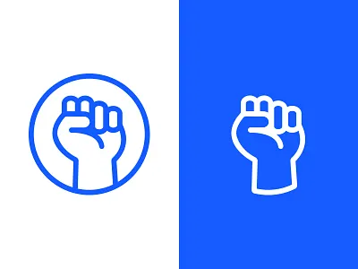 Fist Logo blue fist free hand icon line logo punch symbol