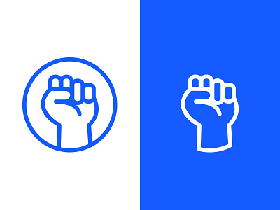 Fist Logo blue fist free hand icon line logo punch symbol