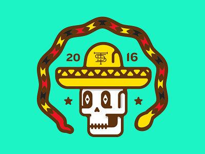 Skull 12 - 31 Days of Skulls 31daysofskulls death desert design fun illustration king snake monogram skull snake sombrero
