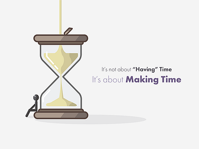 About Time hourglass quote sand stickman time typography yellow