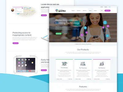 Mobile Guardian Website color design features homepage icons illustration isoflow layout ui ux web website