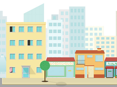 City Bo Bell animation brand buildings city houses illustration kids shoes vector village