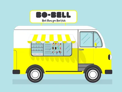 Carrinha Gelados Bo Bell animation brand buildings houses illustration kids shoes vector village