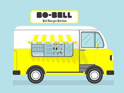 Carrinha Gelados Bo Bell animation brand buildings houses illustration kids shoes vector village