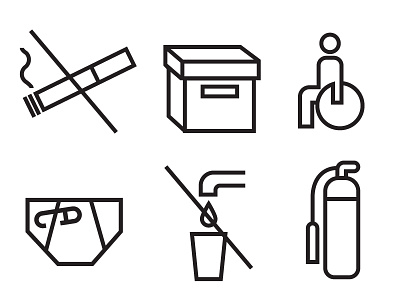 Icons Ad Fontes box diaper disabled drinking extinguisher fire no smoking water wheelchair