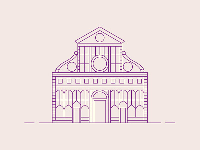 Santa Maria Novella, Florence building city design flat icon italy line stroke ui ux vector