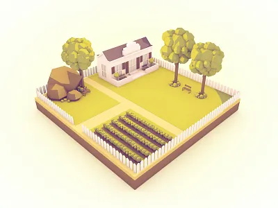 Cape Style Landscape 3d cape dutch cinema4d farm house illustration low poly south africa vineyard