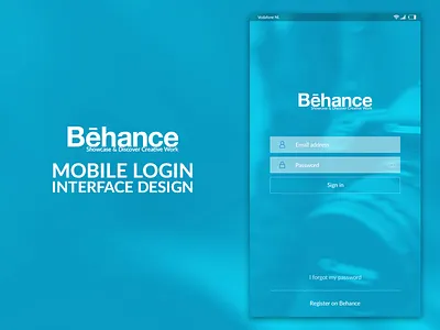 Behance login UI app behance login mobile ui