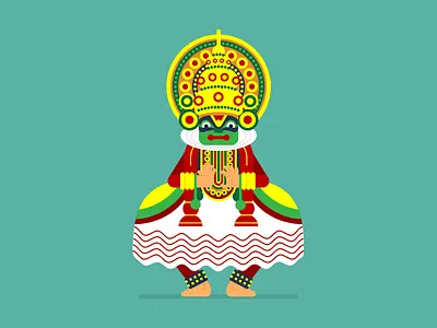 Kathakali dance illustration indian