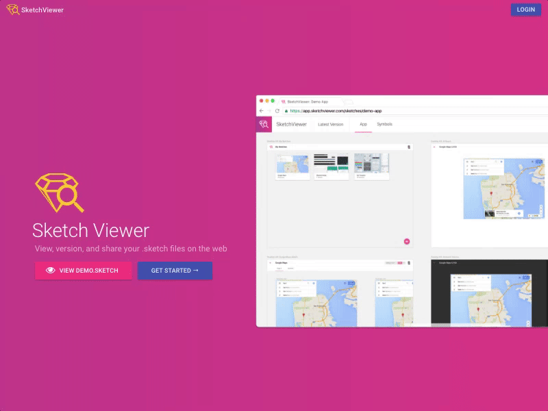 Sketch Viewer animation app drag drop gradient landing page sketch upload viewer