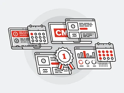 CMS Magazine cms gray icons illustration magazine red
