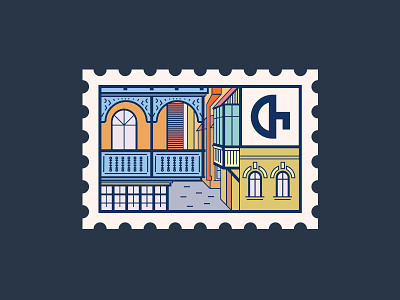 Tbilisi Postmark city georgia house logo old postmark tbilisi