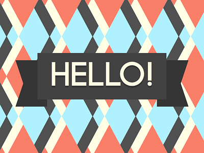 Hello! badge flat font label pattern shadow