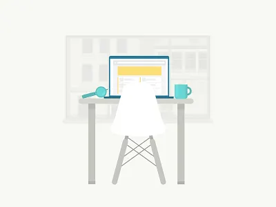 Deskpass - Way More Than a Desk chair chicago coffee coworking designer desk deskpass eames headphones illustration la office