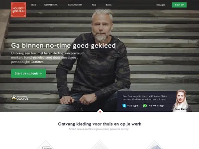 HofE landing page with chat feature commerce landing page retail shopping startup visual design web design