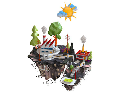 Floating Island 3d cinema 4d design floating graphic illustration island landscape low poly planet rendering