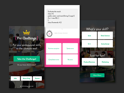 King Pro Challenge App android app developers games ios king mobile patterns ui ux visual