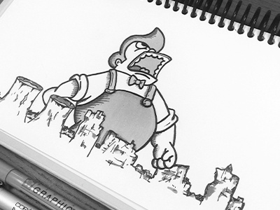 Lard Lad Inktober donuts drawing grayscale halloween horror illustration ink lard lad monster simpsons sketch treehouse
