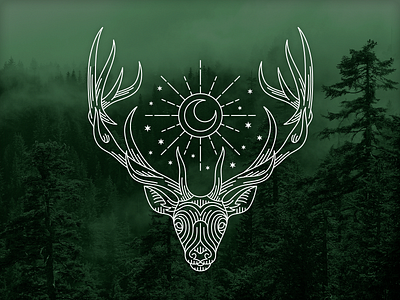 Sacred Wapiti elk sacred geometry thin line vector vonster