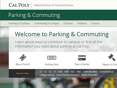 University Parking Landing Page website