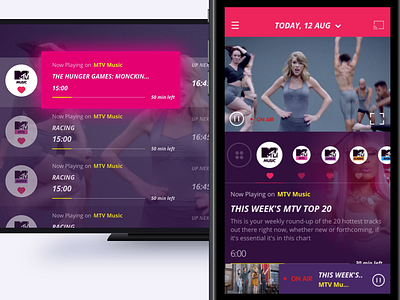 TV Second Screen w/ Mobile remote control movies mtv multiscreen pink purple second screen tv tv ui ui ux