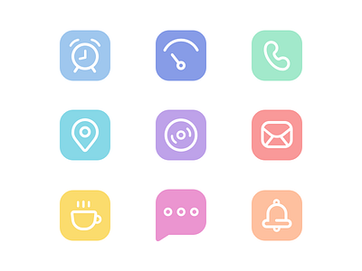 Office Icons app blue colorful cute fashion girl green icons illustration information office ui