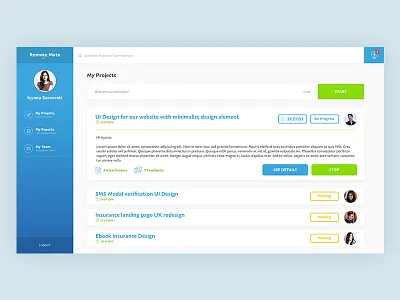 Remote Mate Dashboard admin admin panel bootstrap collaboration dashboard timer tracker