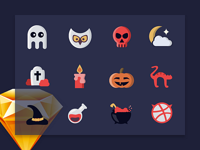 Hello dribbble! Halloween Free Icon Set download dribbble first free halloween hello icons shot sketch