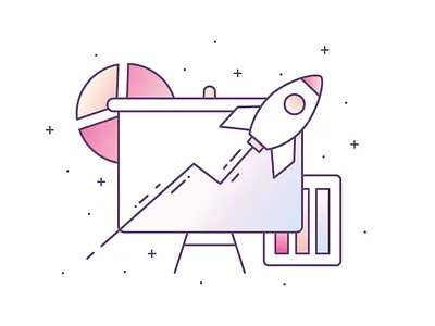 Statistics bar chart data graph icon line marketing pie rocket statistics