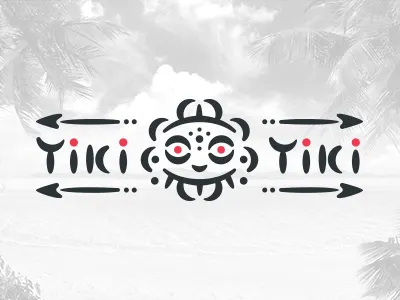Tiki Tiki beach dance funny hawaii indigenous logo brand mark negative space sea symbol travel tribal tropical