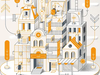 DMSTK- Course building city illustration linear style vector world