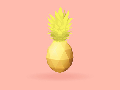 Pineapple 3d color colour cute flat design fruit fun gold illustration low poly pineapple pink