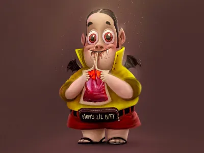 Lil vampire bat blood cartoon cdchallenge character design chubby cute disney kid kids pixar vampire