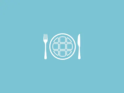 Waffle Saturday Concept Logo blog eat food fork icon knife logo minimal plate saturday vector waffle