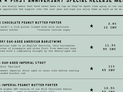 First Anniversary Street Fest - special release menu anniversary festival graphics festus main and mill main and mill brew main and mill brewing co. menu missouri mmbc oktoberfestus special release street fest