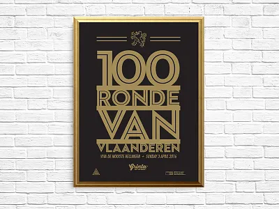 100 Ronde Van Vlaanderen Poster belgium cycling illustration lion monument ronde van vlaanderen tour of flanders typography