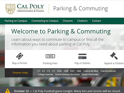 Calpoly Parking Dribble2 website