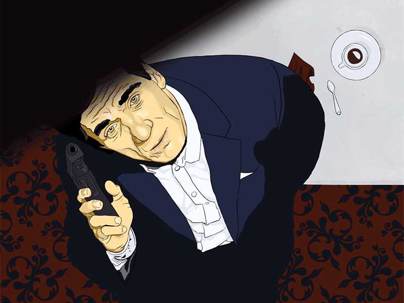 Mafia Coffee camera ceiling fan gun mysterious overhead pattern procreate app spy