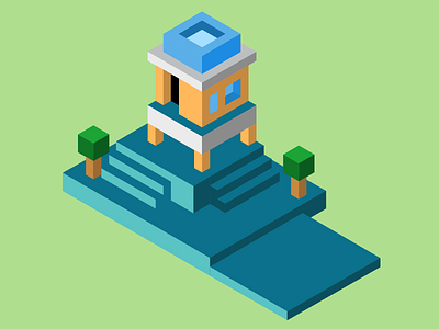 Icometric Update building colors depth digital graphic house illustration isometric