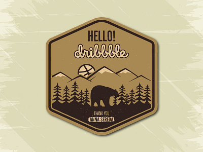 My First Shot! camping debute dribbble first shot invite retro travel vector welcome