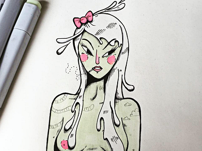 Milkshake copic doodle girl lady nsfw sketch tattoo