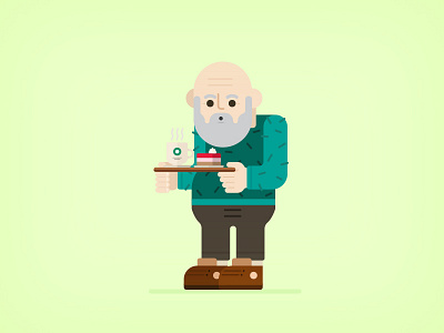 Old Guy beard cake coffee elder elderly man old tea tray