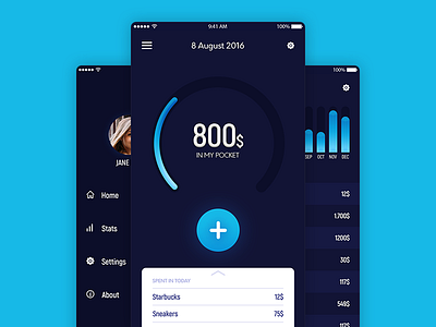 MonWiser App Design app design manangement menu mobile money new stats ui ux