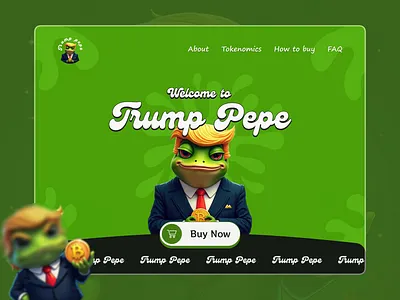 Trump Pepe coin coin crypto design doge landing page meme pepe pepe coin landing page pepe coin template pepe website pepechain pepecoin pepetoken token trump trump coin trump pepe ui website