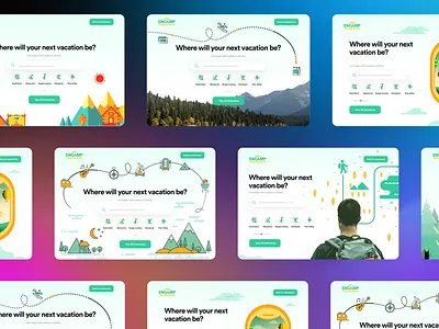 Hero headers for an adventure travel website adventure encamp header hero hero section landing page travel website