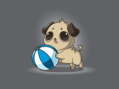 Pug Playtime – Cute Cartoon Vector Illustration 🐶 ball cartoon cute icon logo mascot play pug tshirt design vector