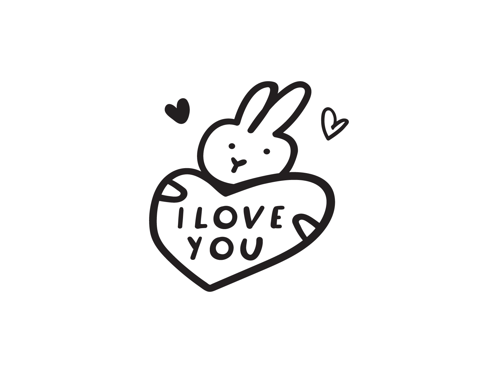 Cute rabbit (design for February 14th :) animal black color branding children cute rabbit design flat graphic design icon illustration kid logo love mark outline symbol valentine valentine card