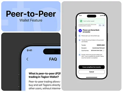 Peer-to-Peer. Crypto wallet feature. app crypto design p2p ui ux wallet