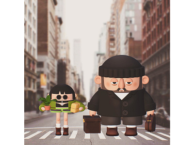 Léon and Mathilda 3d 3dart 3dcharacter 3dillustration character characterdesign cute film funny girl illustration leon man movie nomadsculpt